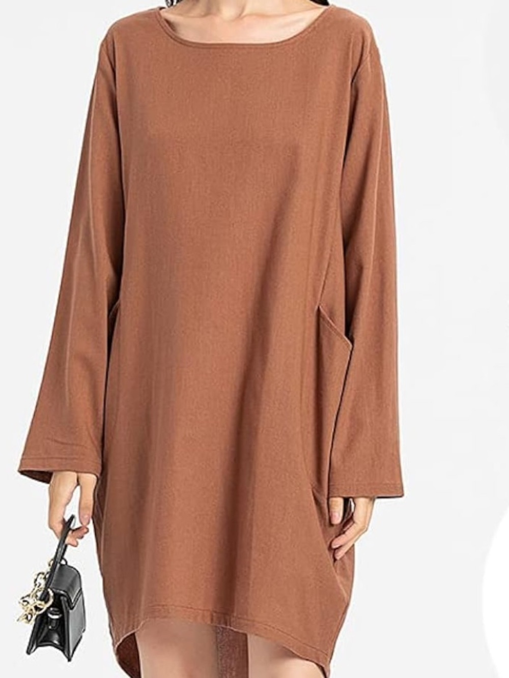 Minibee Rust Tunic Dress with Round Neck